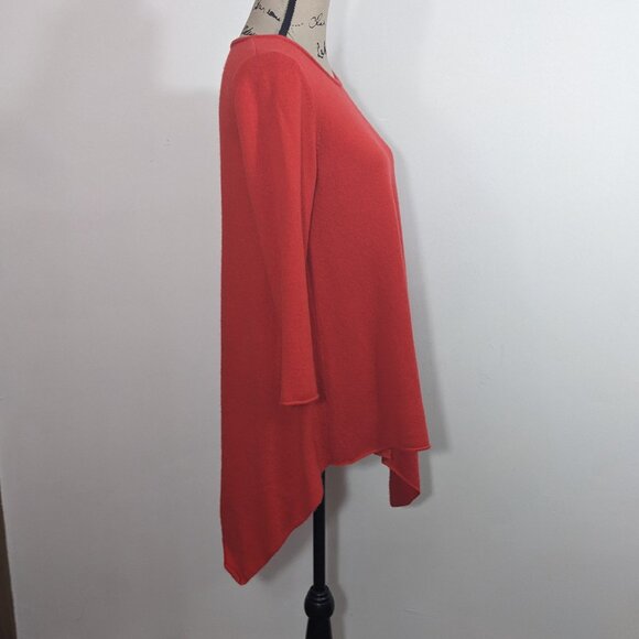 Neiman Marcus 100% Cashmere Sweater Womens Orange Asymmetrical Hem Luxe Tunic M? - Picture 9 of 12